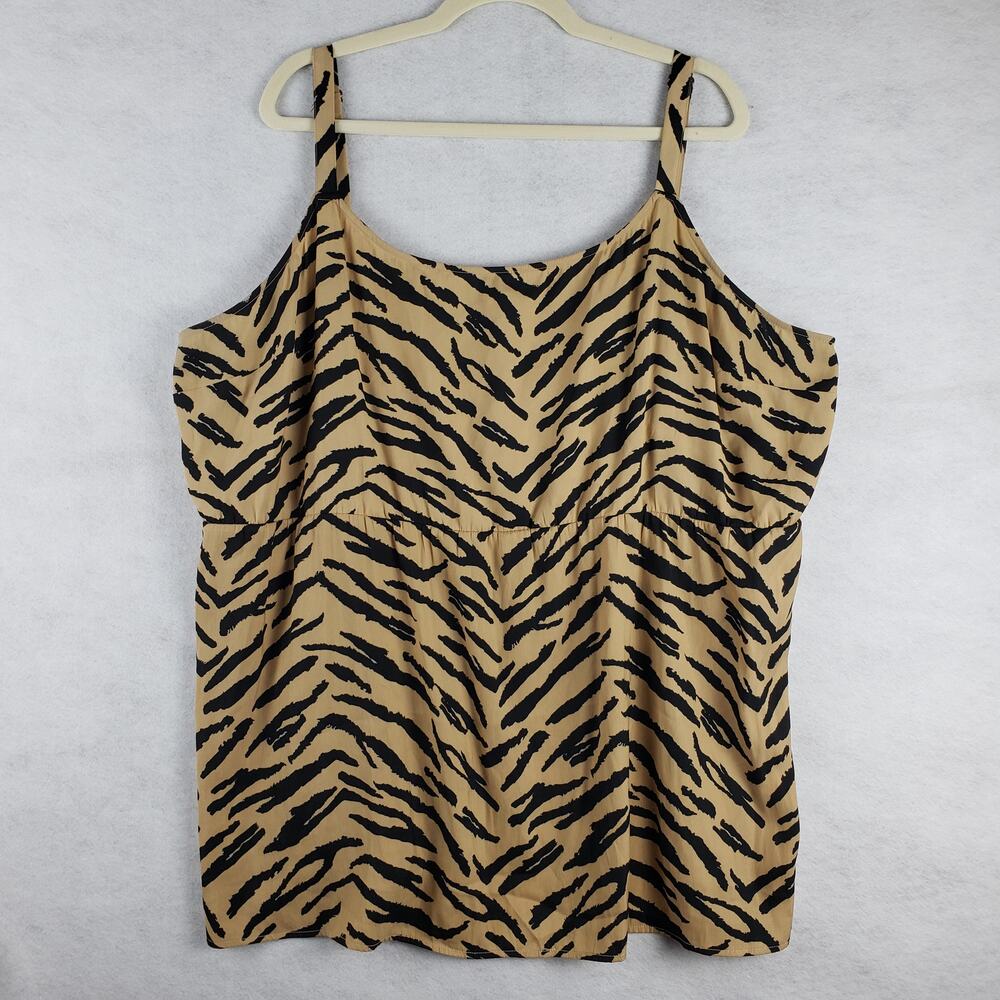 Maurices Plus 4X Zebra Print Spaghetti Strap Tank Tan Bold Safari Going Out Top